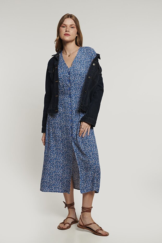 Fancy Floral Φόρεμα - Μπλε - 1