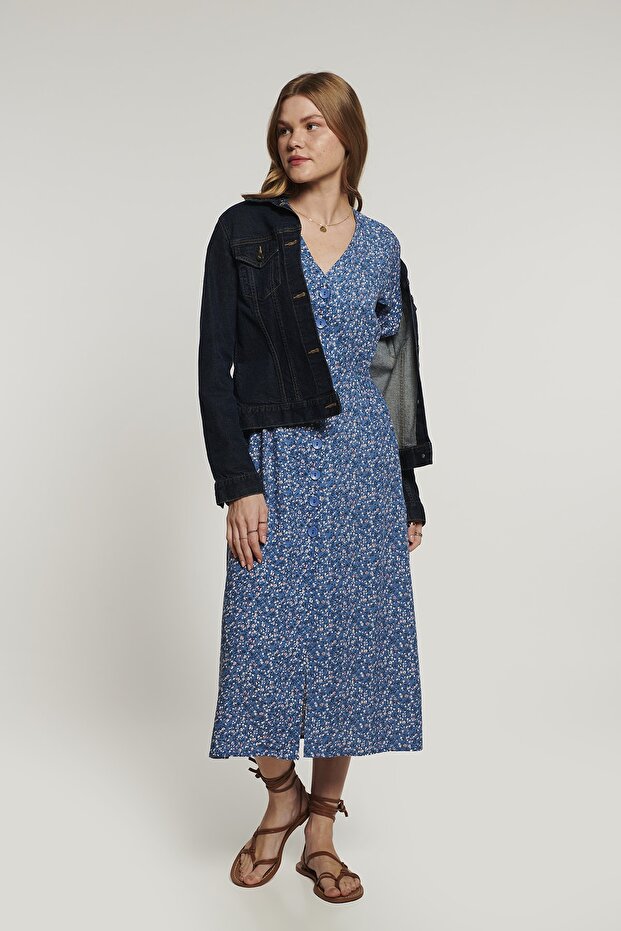 Fancy Floral Φόρεμα - Μπλε - 2