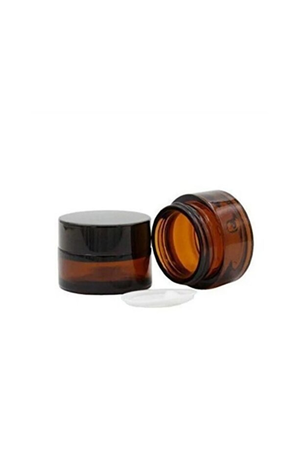 3 Pieces Amber Brown 50ml Glass Cream Jar with Lid