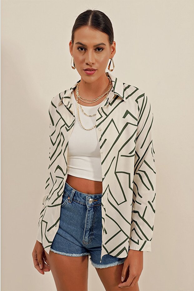 3721 Koszula z graficznym wzorem - A.khaki - 1