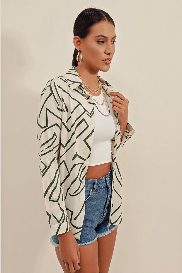 3721 Koszula z graficznym wzorem - A.khaki - 5