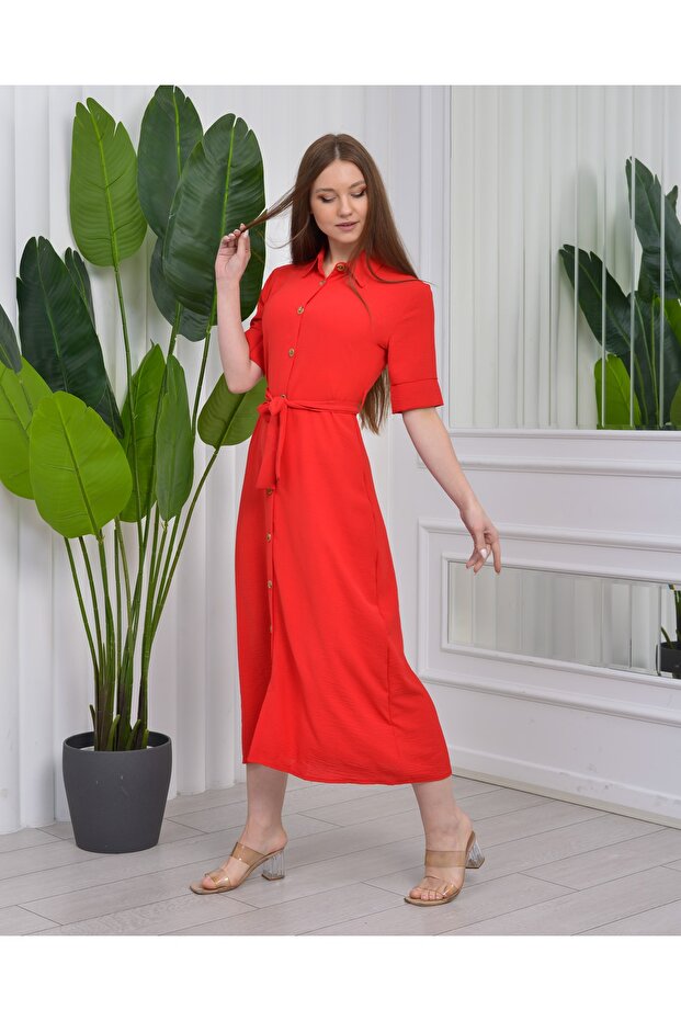 Shirt Collar Ayrobin Buttoned Dress