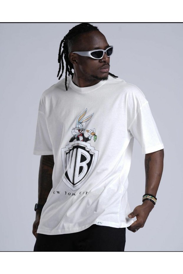 Wb Bugs Bunny Printed Oversize White T-Shirt