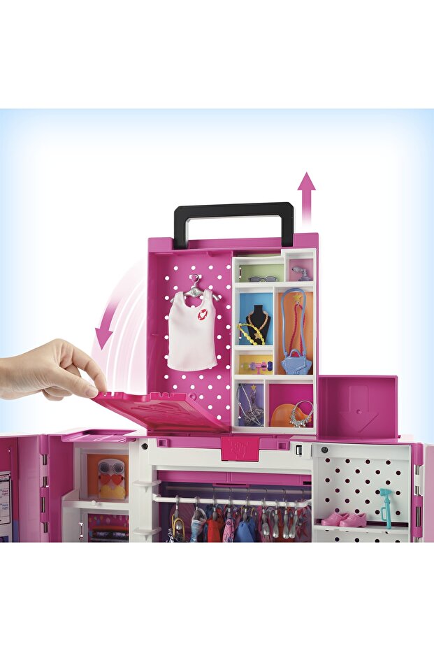 'nin Rüya Dolabı Oyun Seti ve 35'ten fazla aksesuar, 5 kombin, açılabilen ikinci kat HBV28 - 2