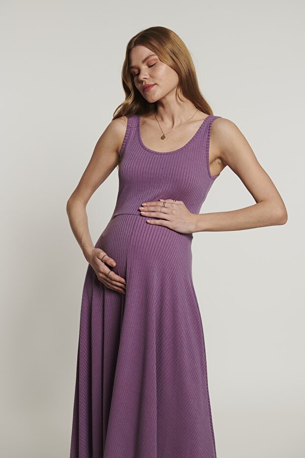 Eros Lila Hamile Elbise - 3