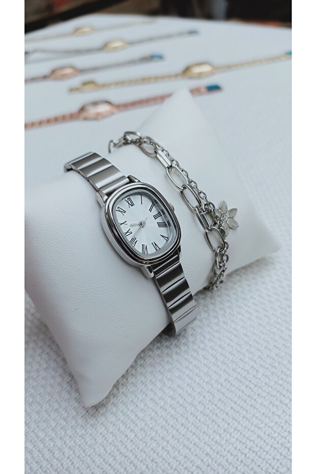 Bileklik Set + Analog Kol Saati Saati Seti - 4