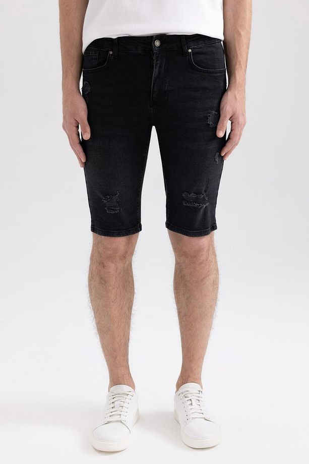 Slim Fit Dar Kalıp Normal Bel Dar Paça Jean Bermuda Şort A6434ax23sm - 1
