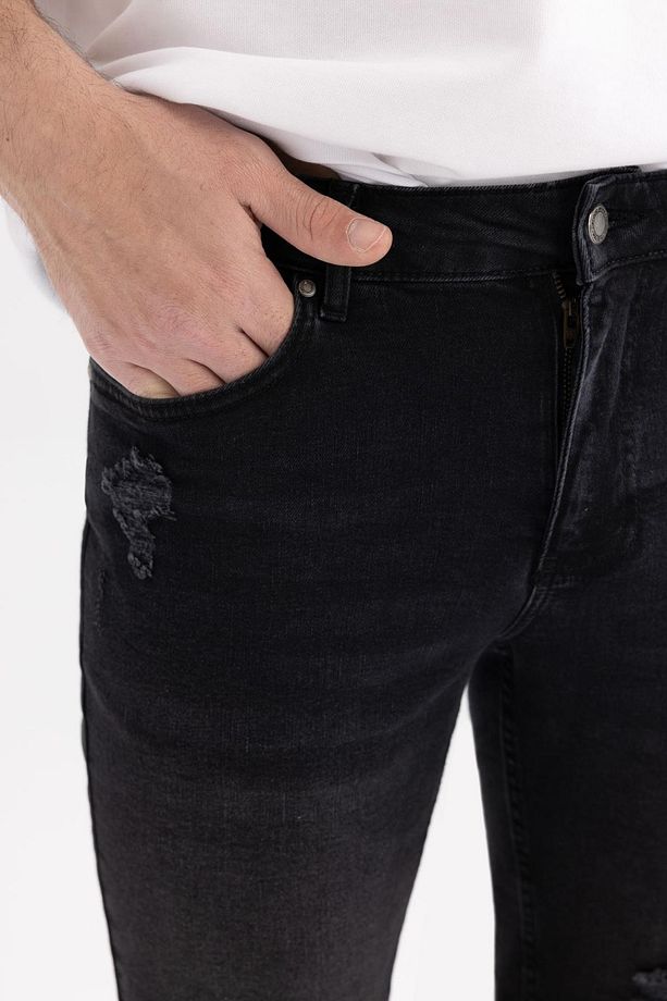Slim Fit Dar Kalıp Normal Bel Dar Paça Jean Bermuda Şort A6434ax23sm - 6