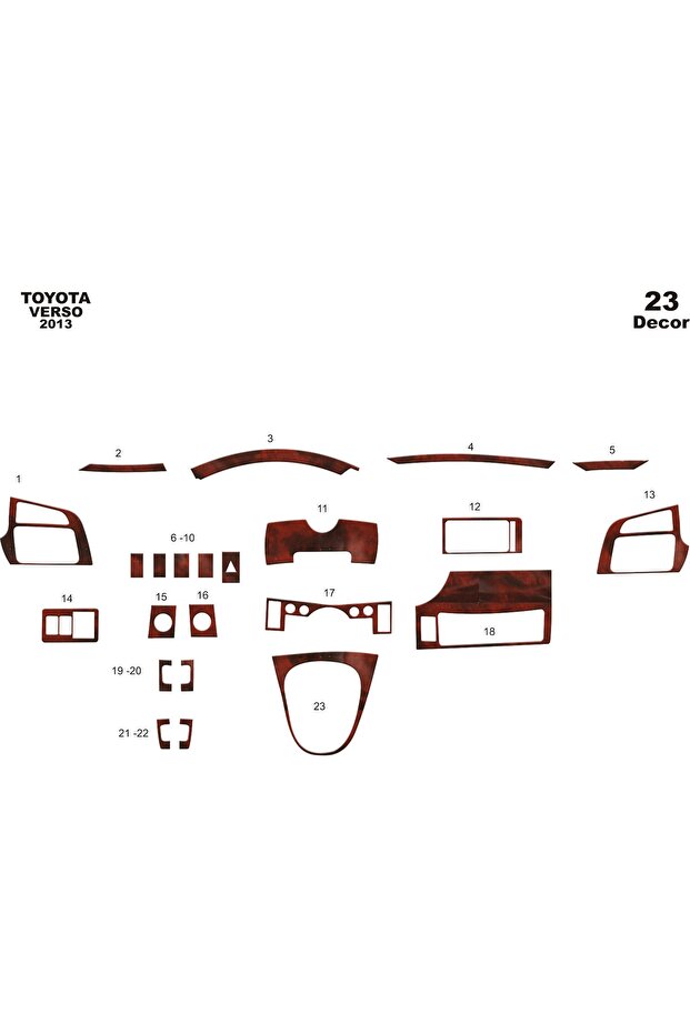 Meriç ® Toyota Verso Front Glove Box Trim Mahogany 23 Pieces 2013-›