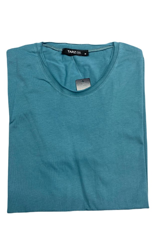 Men's Turquoise Oval Skirt Wide Collar 100% Cotton Short Sleeve T-Shirt