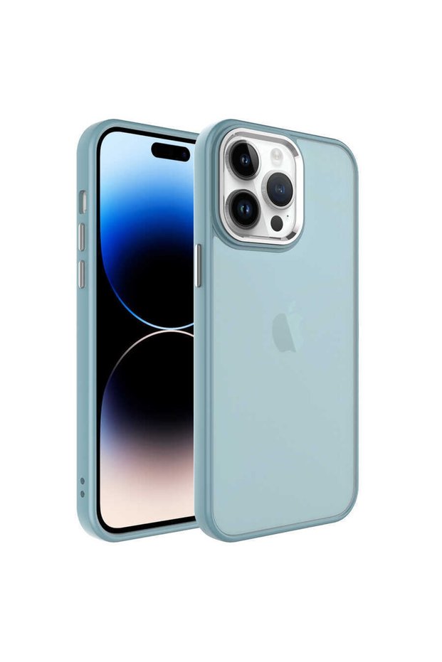 Apple iPhone 14 Pro Max Case Frosted Transparent Metal Frame May Cover