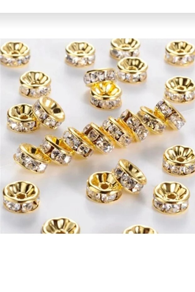 100 Pieces 8 Mm Yellow Color Washer Stone Jewelry Apparatus Insert
