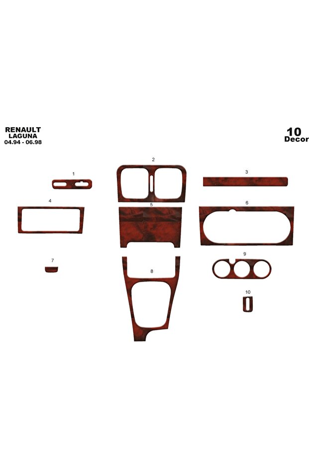 Meriç ® Renault Laguna Front Glove Box Trim Mahogany 10 Pieces 1994-1998
