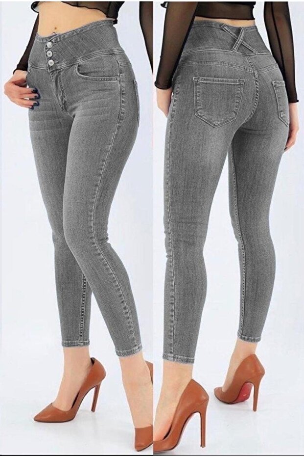 High Waist Lycra Jean Trousers (Color Options)