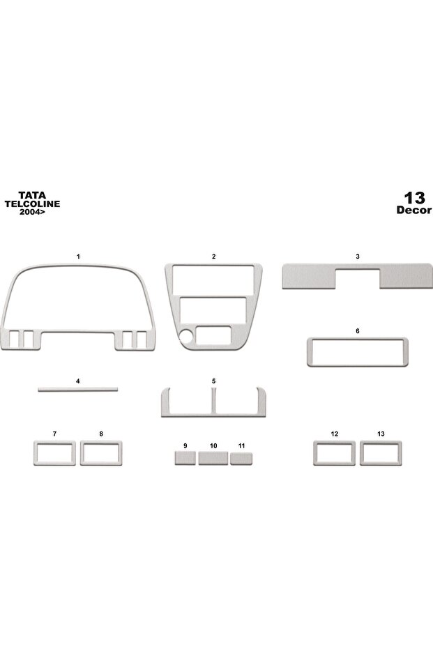 Meriç ® Tata Telcoline 4X4 Front Torpedo Trim Aluminum 13 Pieces 2004-2009