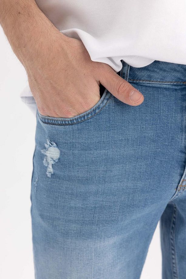 Slim Fit Dar Kalıp Normal Bel Dar Paça Jean Bermuda Şort A6432ax23sm - 5