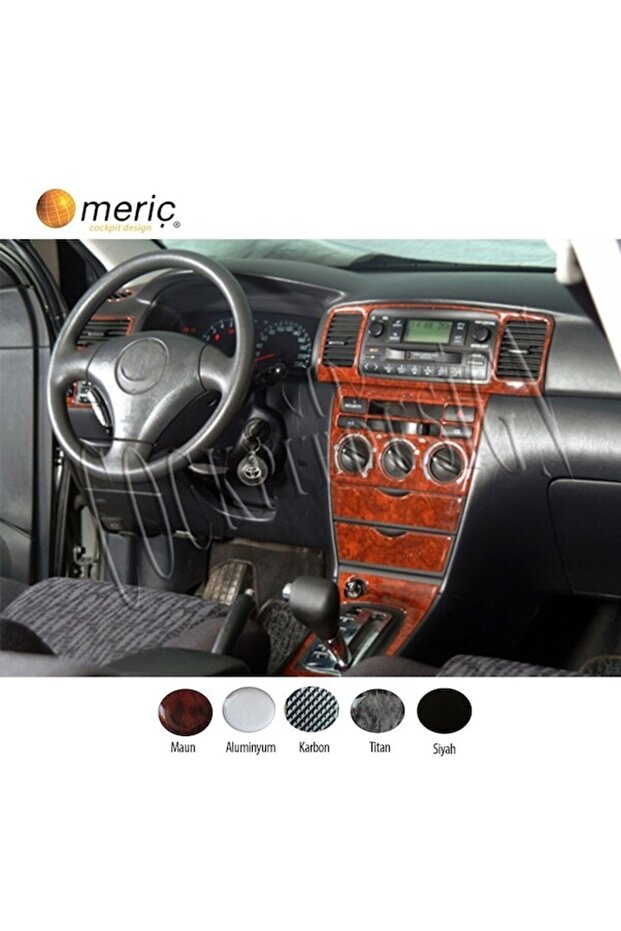 Meriç ® Toyota Corolla Front Glove Box Trim Mahogany 18 Pieces 2002-2004