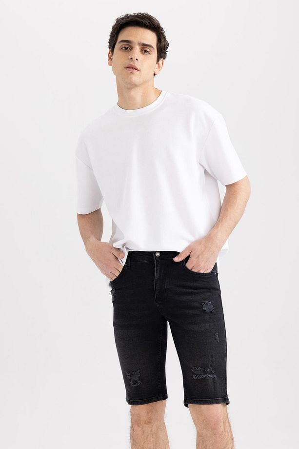 Slim Fit Dar Kalıp Normal Bel Dar Paça Jean Bermuda Şort A6434ax23sm - 5