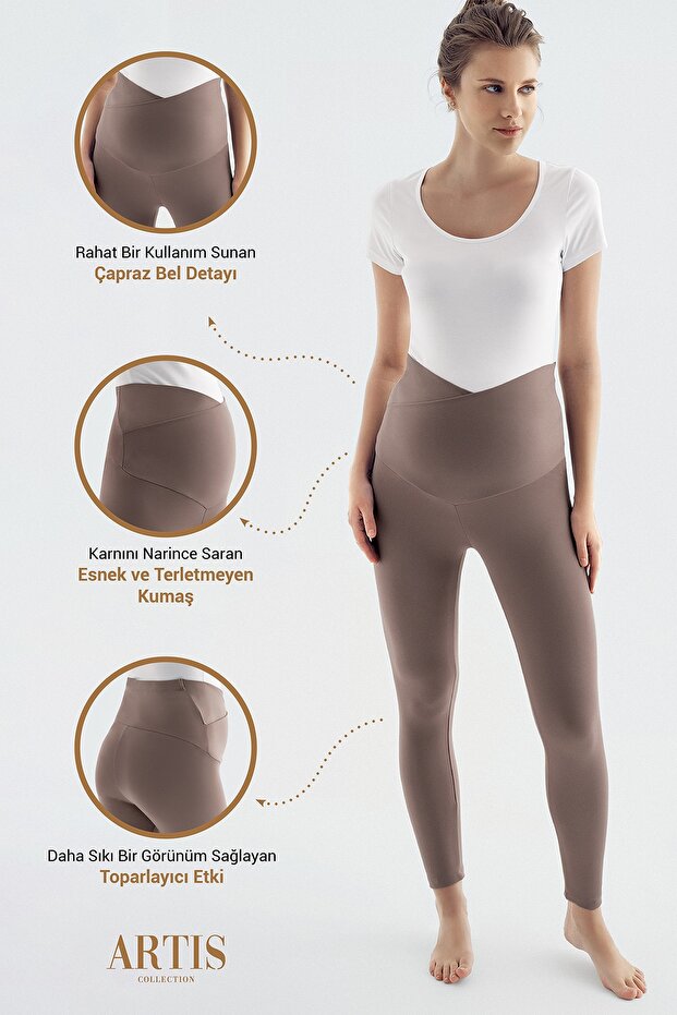 Magas derekú kismama leggings keresztezett derékrésszel - 1