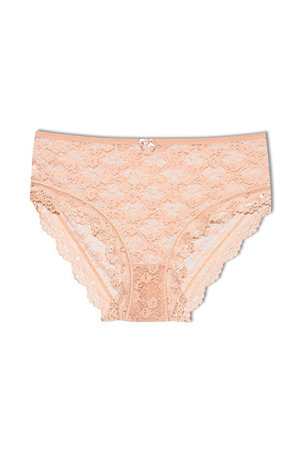 Brown Lace High Waist Plus Size Women's Panties