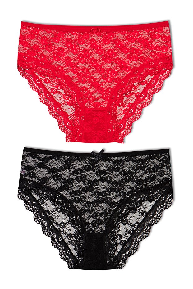 2-Piece Lace High Waist Plus Size Bato Women's Panties