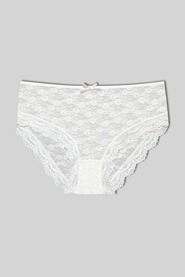 White Lace High Waist Large Size Women's Panties