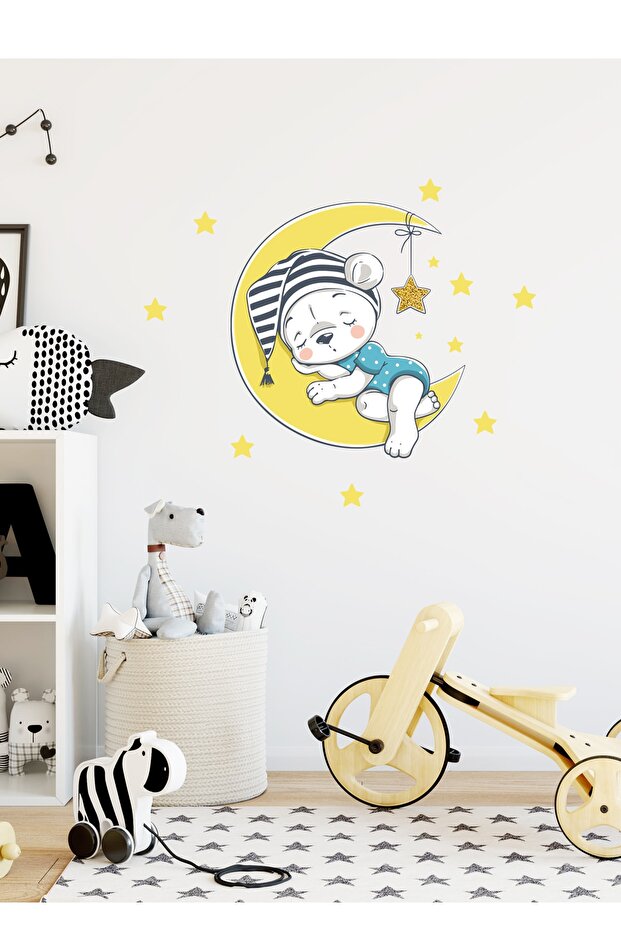 Moon And Teddy Bear Wall Sticker Set - Sim50