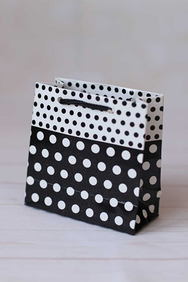 Black Polka Dot Drawstring Bag Cardboard Bag Gift Bag (11x11x5) 5 Pieces