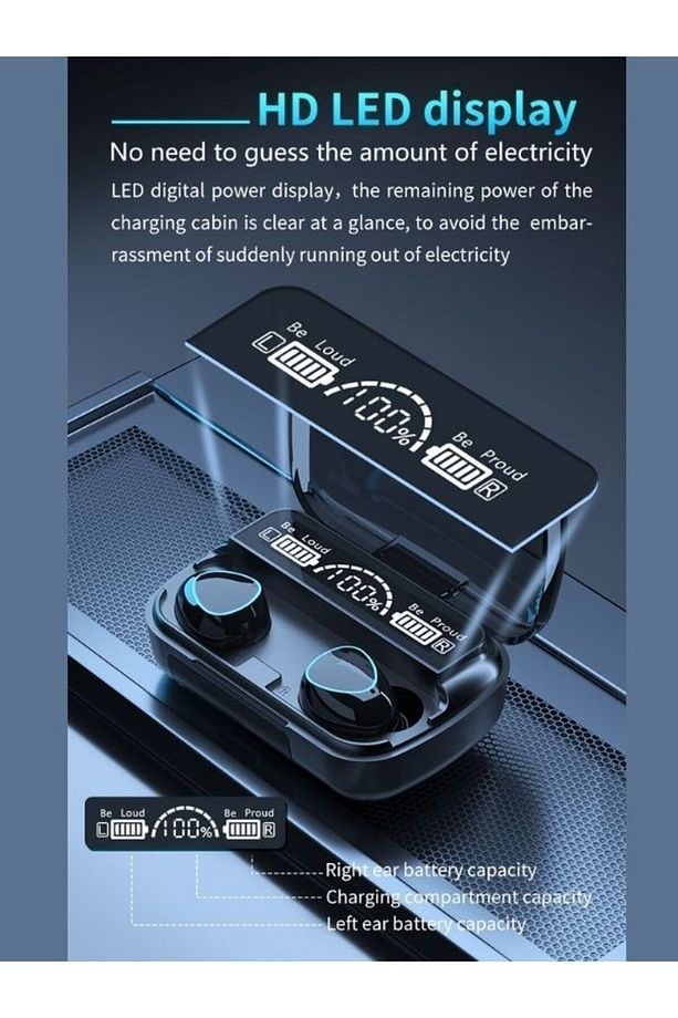 Earbuds Kulak Içi Tws Bluetooth Kulaklık Çift Mikrofonlu Powerbankli Kablosuz Wireless Bulutut M10 - 8