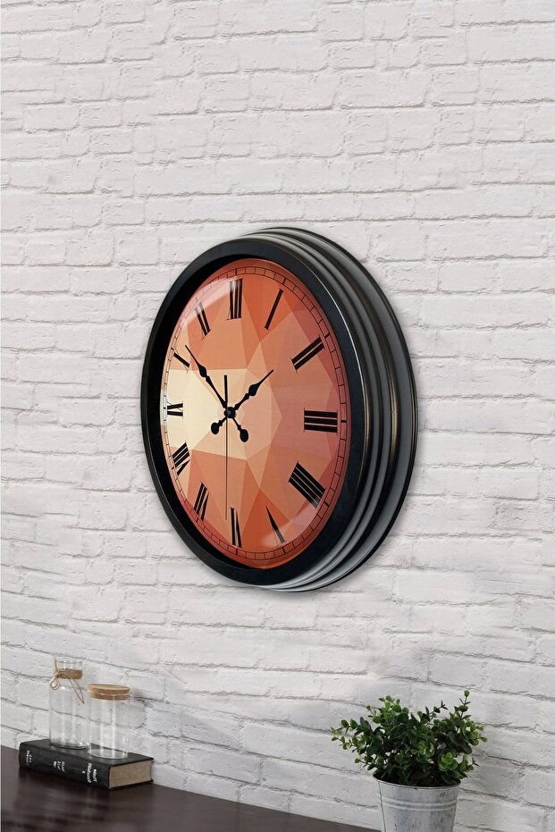 هدية ساعة حائط منقوشة معدنية سوداء مقاس 40 سم - 3