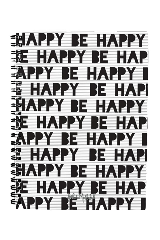 Gift - N086 A5 Design Spiral Notebook - Be Happy Black