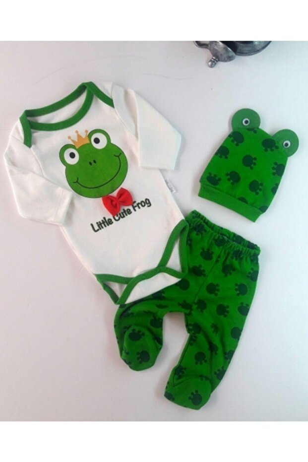 Bebelon Frog Printed 3-Piece Baby Set