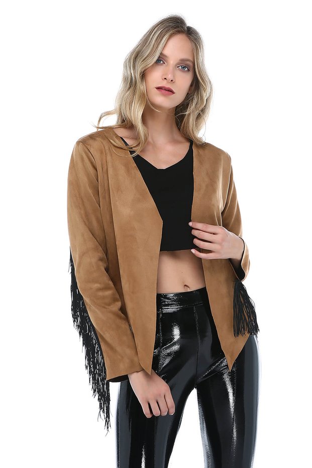 Women's Camel Tassel Jacket CK2317