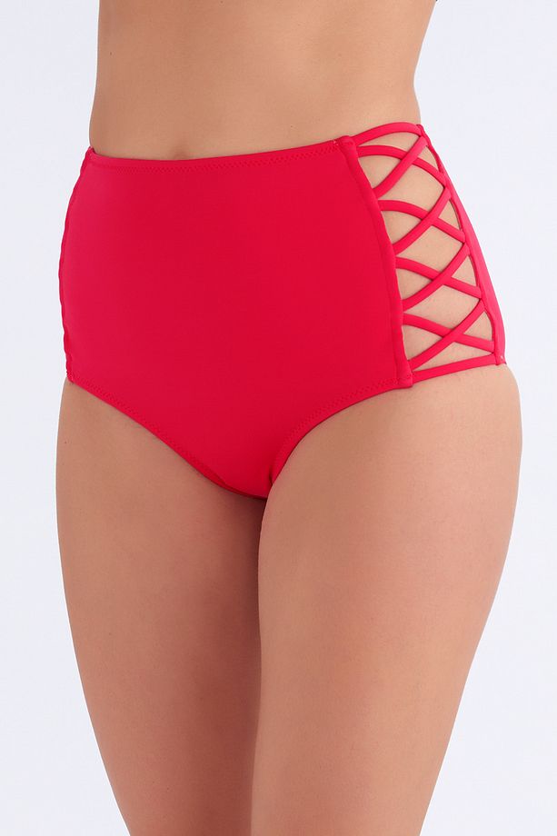 63047 Kırmızı Yüksek Bel Bikini Altı - 1