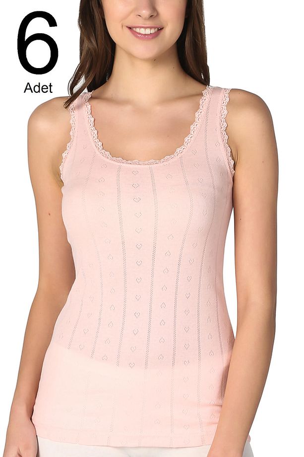 Kadın Somon 6'lı Paket  Atlet ELF568BER80496 - 1