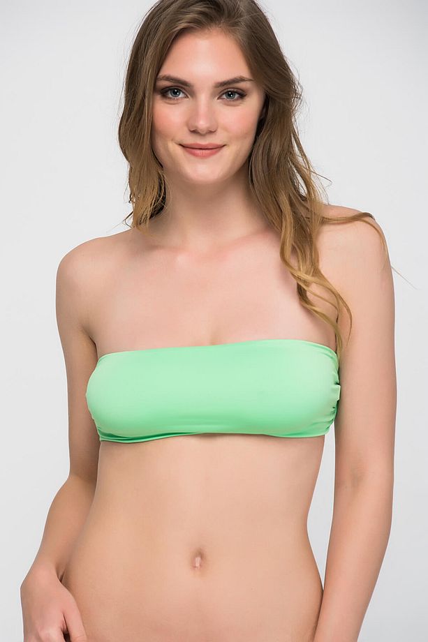 Kadın Çift Renk Kurdeleli Straplez Bikini Üstü CFAD102017 - 1