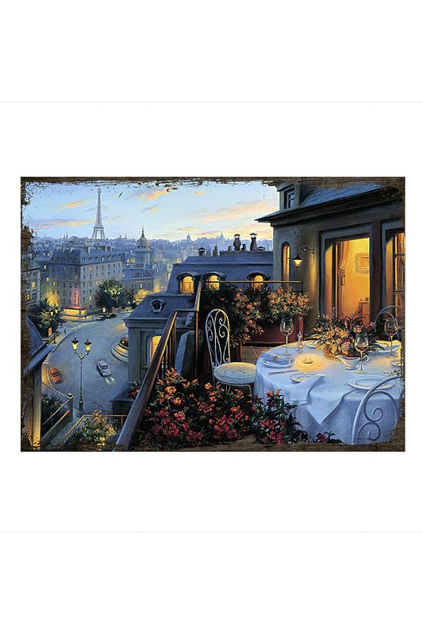 35cmX50cm Ahşap Tablo Paris Balkon Manzara - 1