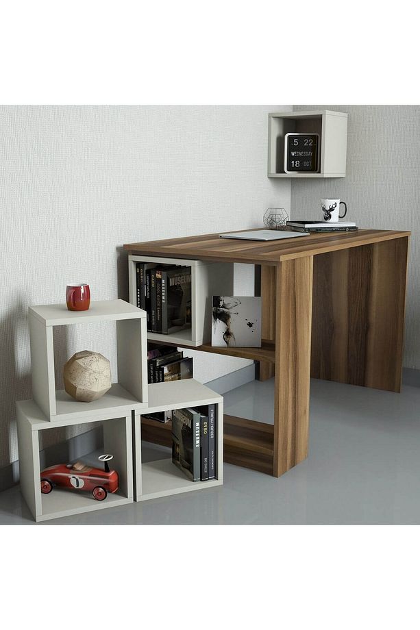 Box Çalışma Masası - Ceviz / Krem - 2
