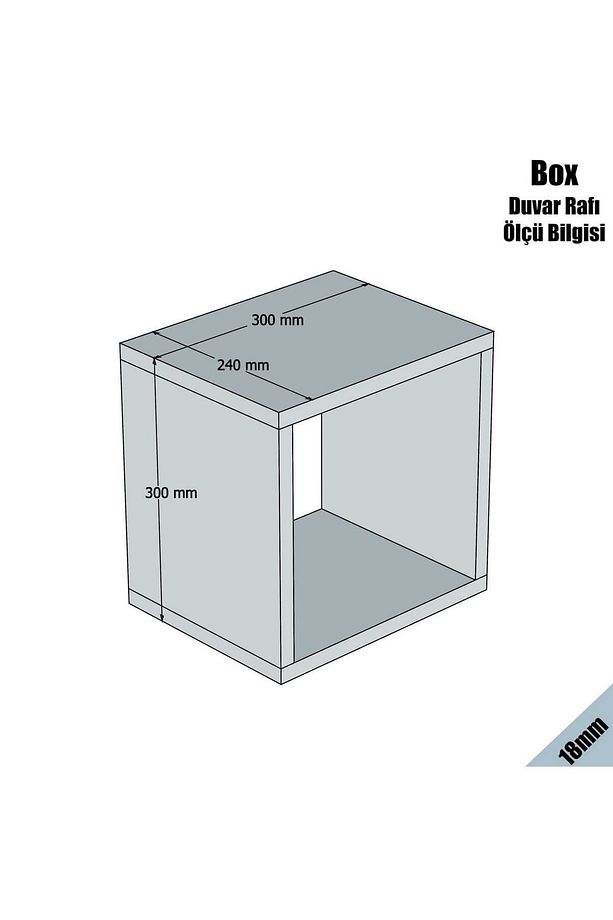 Box Duvar Rafı Kitaplık Krem - 4
