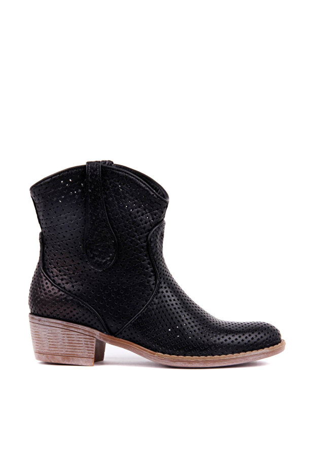 - Genuine Leather Black Women's Boots 105-2596-Venus