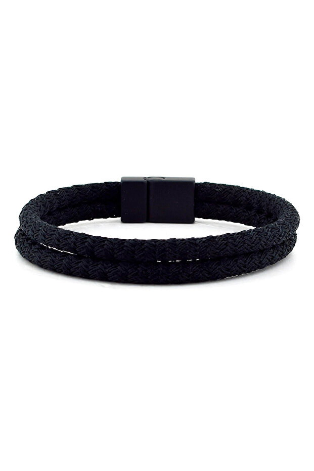 Men's Black Color Rope Woven Black Magnet Bracelet BT428