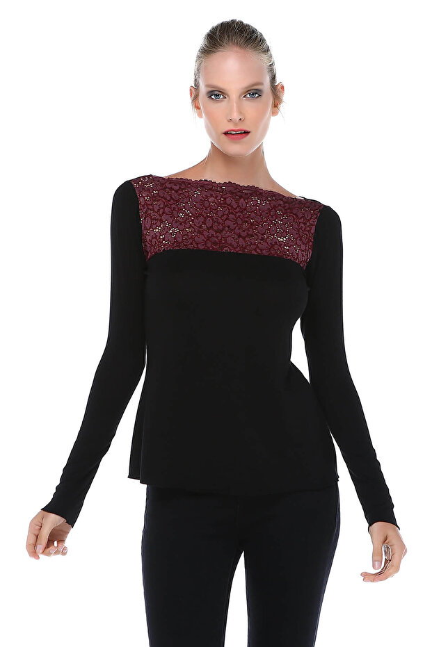 Women's Black Lace Robe Blouse BD2405