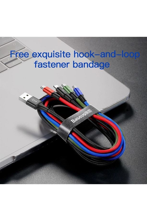 Rapid Serisi 3.5A 4in1 2X Lightning. Micro Usb Type C Hızlı Şarj Kablosu 1.2 Metre Siyah - 3
