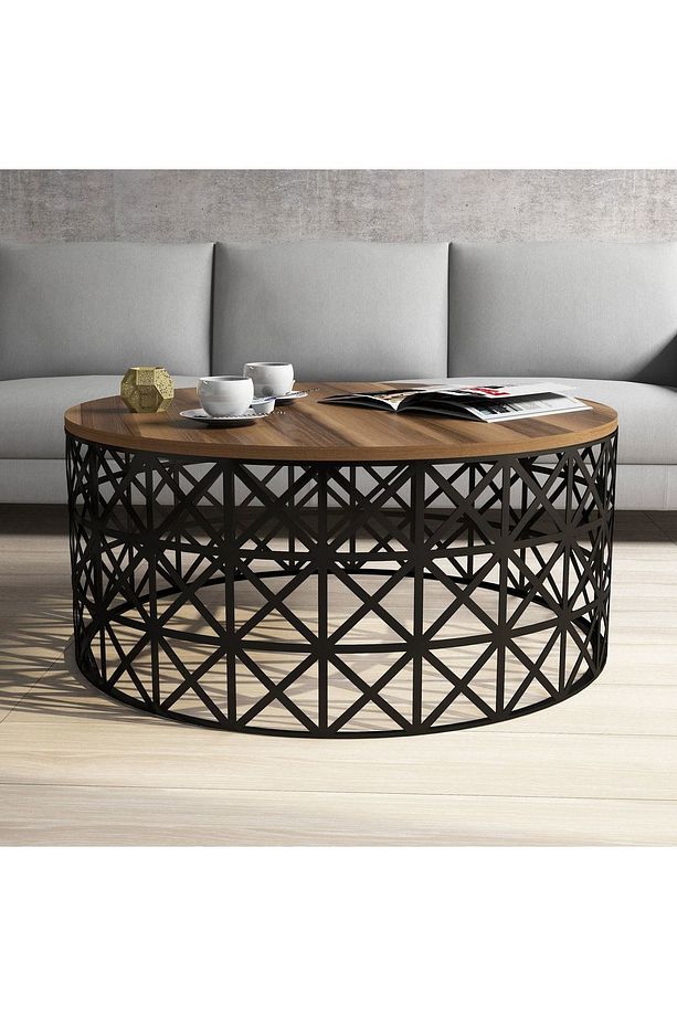 Selin Metal Ferforje Orta Sehpa - Ceviz - 2