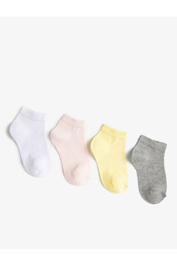 Girl's Pink Yellow Basic Socks Set - 1