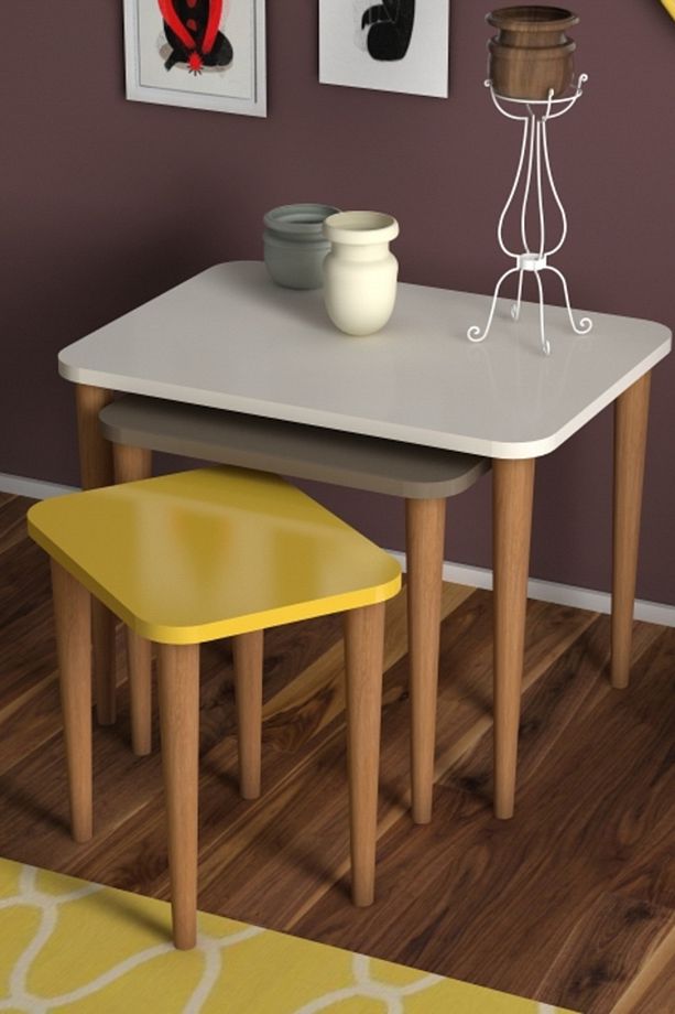 Beyaz - Cappuccino Letto Zigon Sehpa - 1