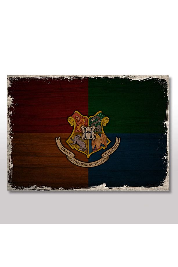 25cmX35cm Ahşap Tablo Harry Potter Hogwarts Arma - 1