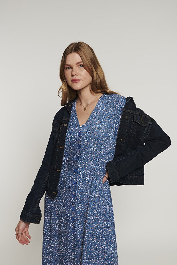 Fancy Floral Φόρεμα - Μπλε - 4