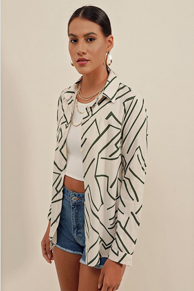 3721 Koszula z graficznym wzorem - A.khaki - 3