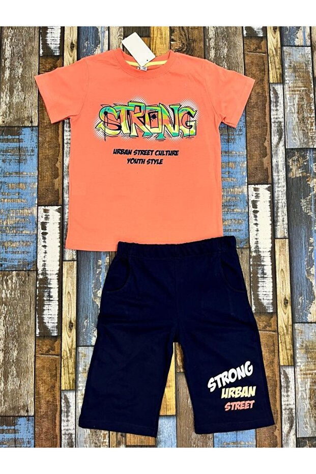 Boy's Printed Combed Cotton Shorts Set